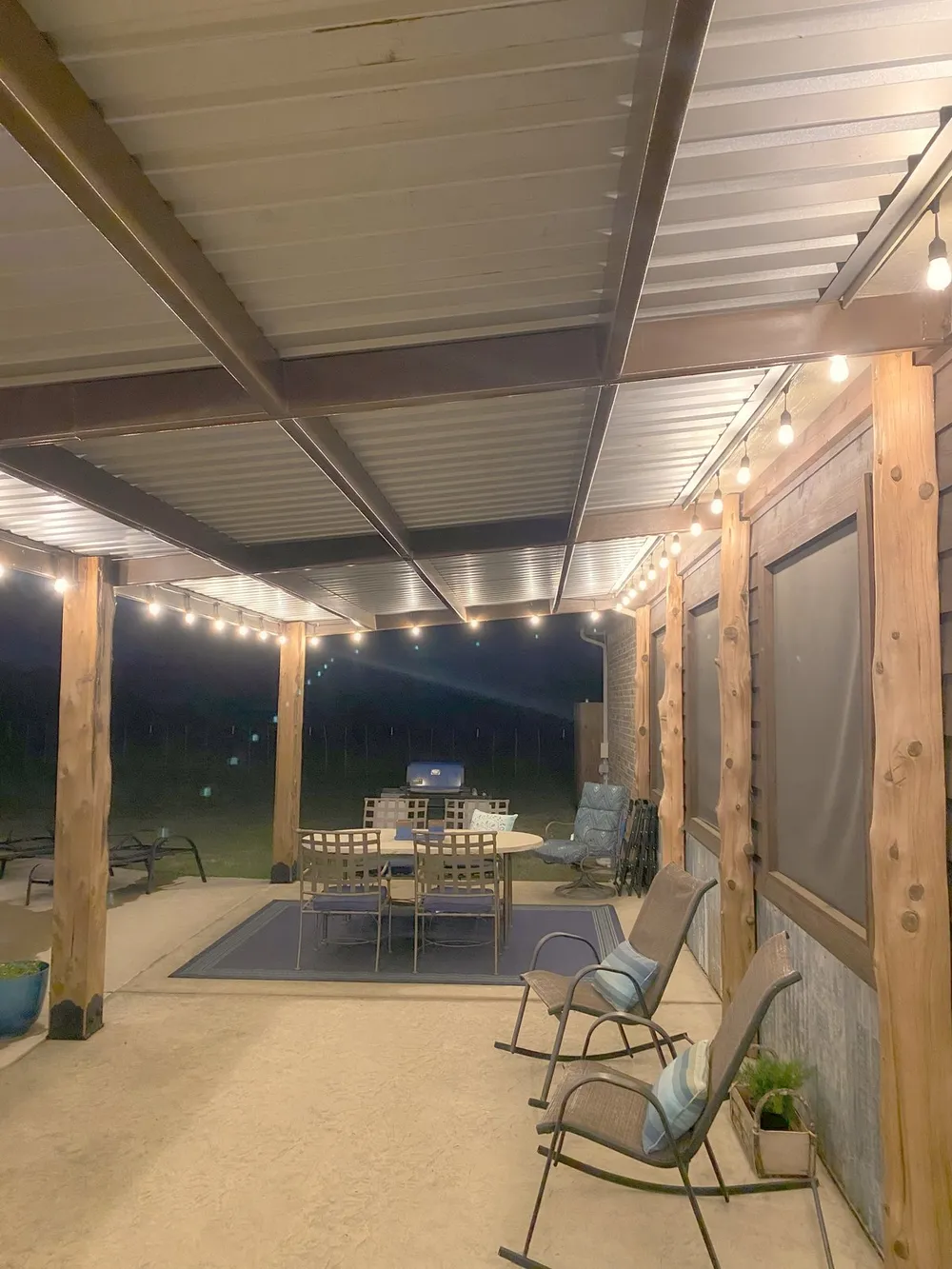 Pergola and patio lighting installed and tested well before an evening event